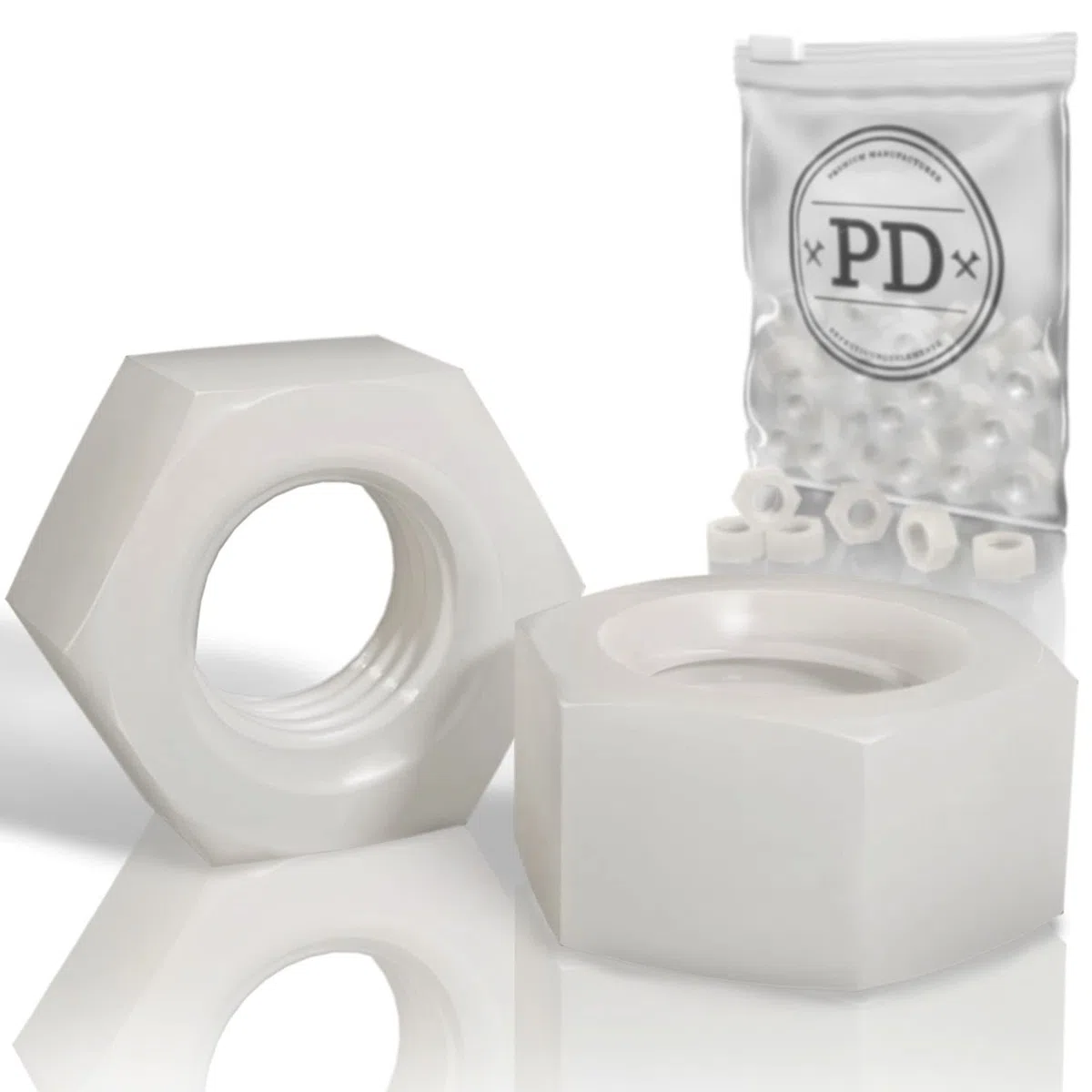 Dadi plastica M3 (DIN 555 / ISO 4034) | Dadi esagonali in nylon PA | Dado plastica con scanalatura esagonale per viti, bulloni filettati e aste filettate | 50 pezzi