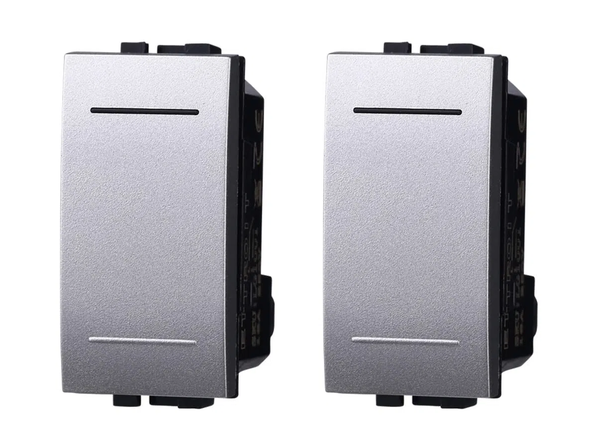2 Pezzi Deviatore 1P 16A Compatibile Con Bticino Living Light (Grigio)