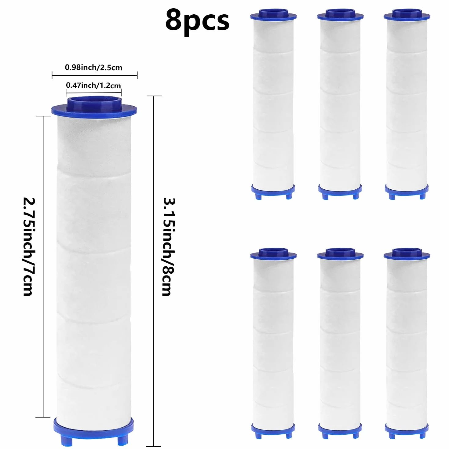 8 Pezzi Filtro Doccia in Cotone PP Filtro per Doccetta Doccia Anticalcare Sostituibile Cotone Filtro Doccia a Risparmio Energetico per la Rimozione Della Cartuccia dei Sedimenti（8 x 2.5cm）