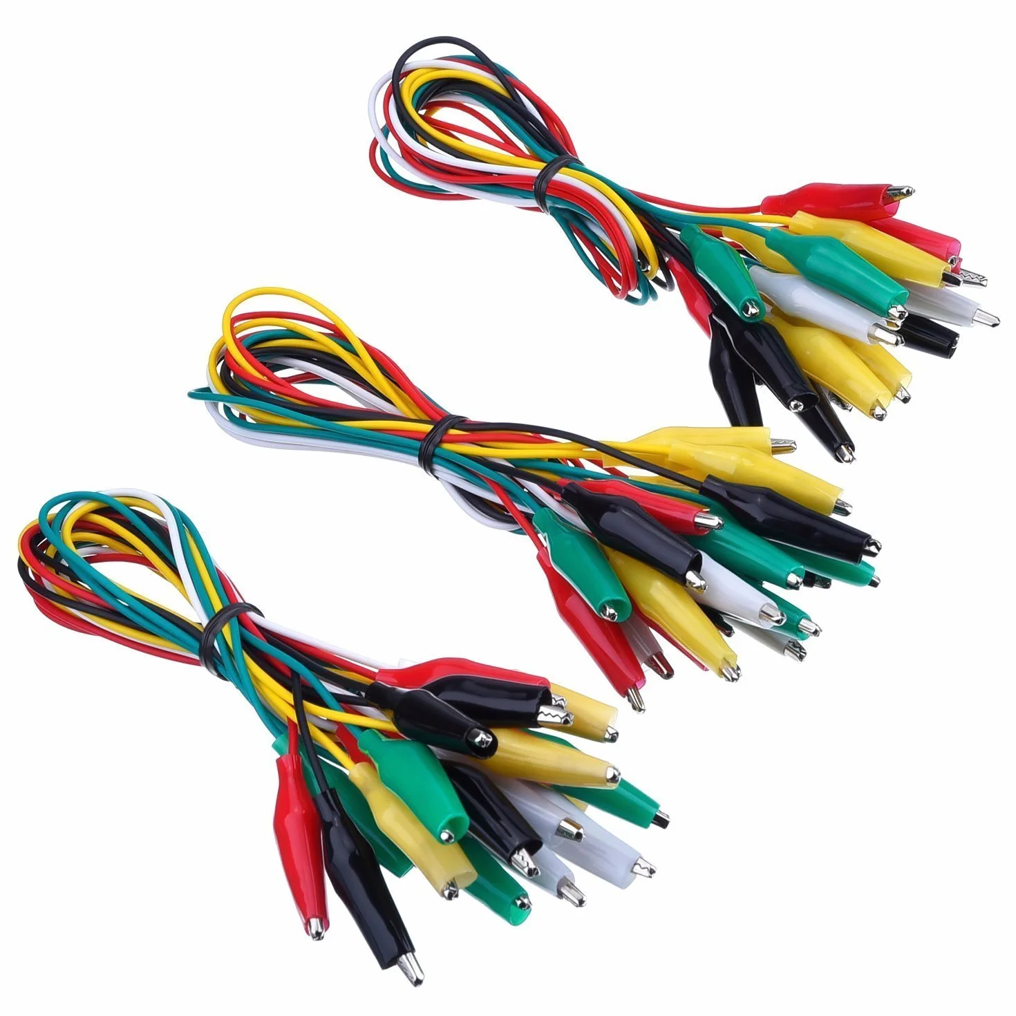 DollaTek 30Pcs Puntali con Clip a Coccodrillo Set di pinze per Test Isolate Pinzette a Doppia Punta, 19,7 Pollici