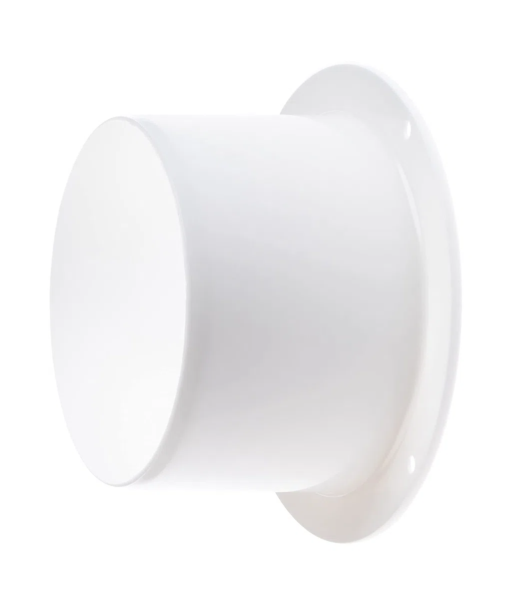 Steinberg14 Flangia da parete Ø 100 mm, colletto in vita, montaggio tubo rotondo in PVC, connettore per tubo di ventilazione