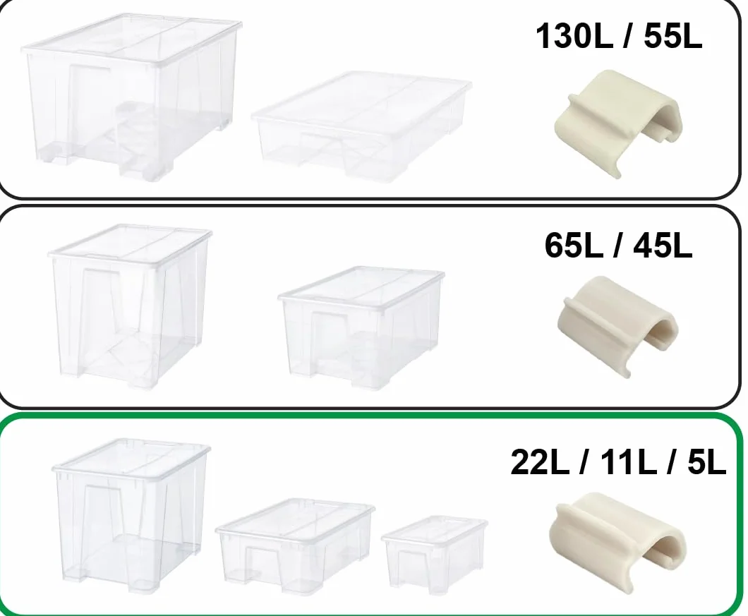 Clip di Chiusura Arrotondate per Ikea Samla Box - Compatibili Con Ikea-Samla (12 Pezzi, 5L/11L/22L)
