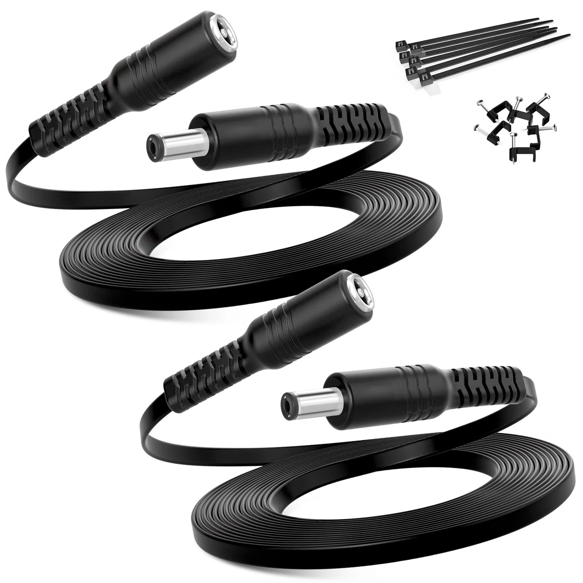 Basesailor Cavo Prolunga 12V DC 3M 2 Pezzi,Cable Filo Prolunga Piatto Lungo Adattatore Alimentazione DC 5,5mm x 2,1mm 5521,5V 9 Volt,Cavo Femmina a Maschio per Telecamera Sicurezza CCTV IP,DVR,LED