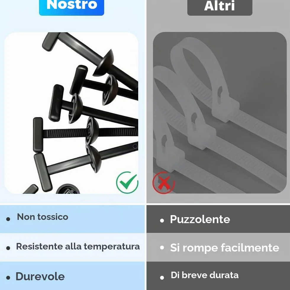 Fibbia universale per fascette stringicavo in nylon, resistente, autobloccante, con perno e bottone, nuova fibbia multifunzionale per fascette stringicavo, nere resistenti ai ragg (200 Pcs)