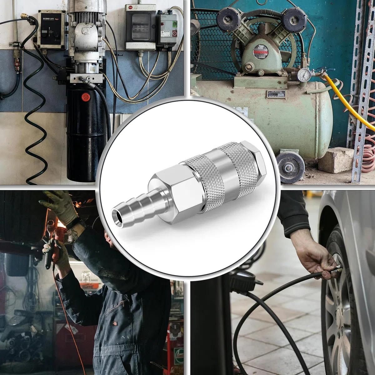 2 pezzi maschio accoppiamento aria industriale con 12MM Hose Barb, ferro nichelatura flusso Quick Connect aria compressore pneumatico raccordi