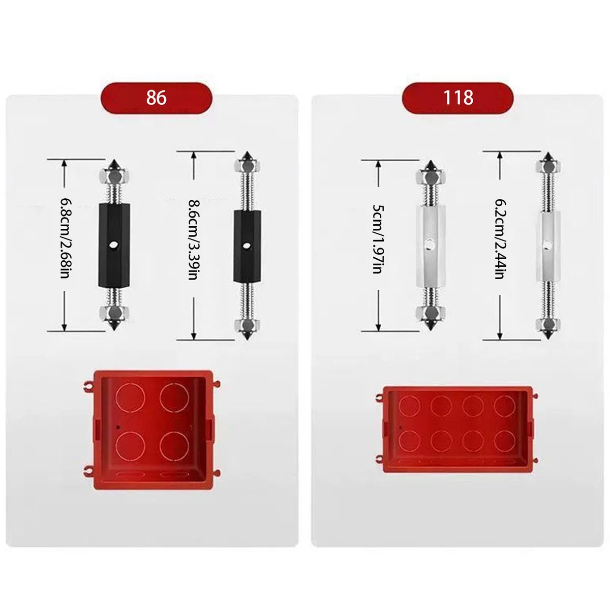 10Pcs Cassette Regolabile Viti Scatola Elettrica Viti Rod Interruttori Universali Presa Riparatore con Chiave Interruttori a Muro Presa Cassette Riparatore