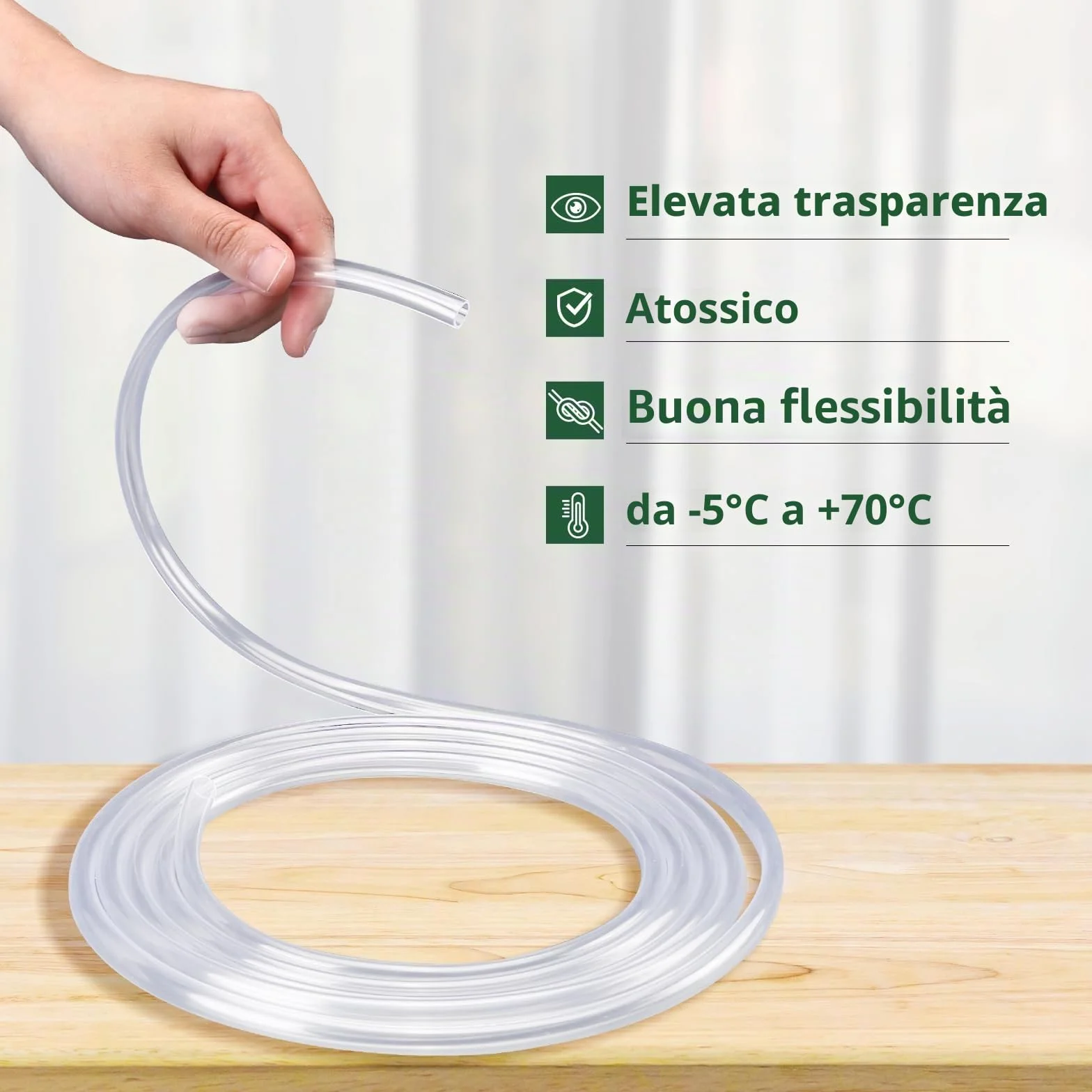Tubo flessibile in PVC trasparente 3 m 7×9 mm per acquario piscina spruzzatore