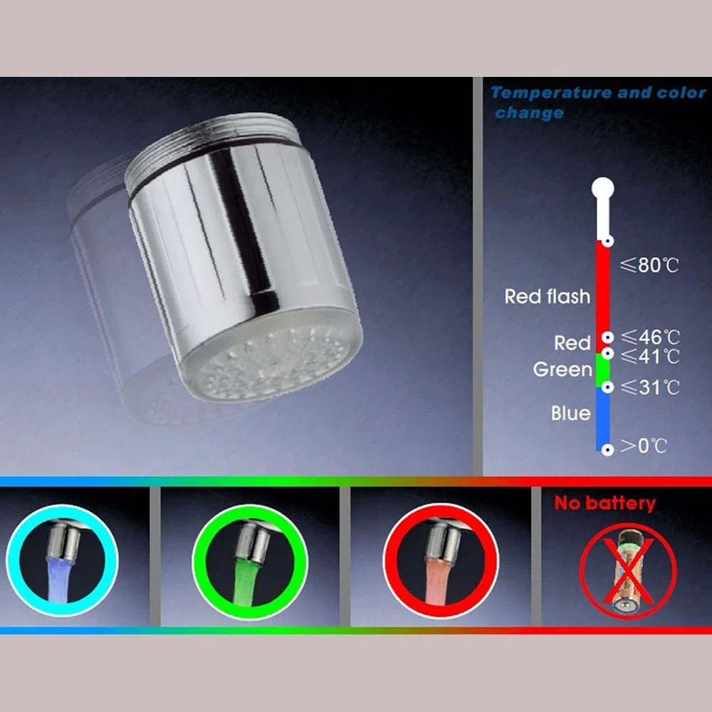 2 pezzi Acqua rubinetto LED colorato con 3 colori che cambiano Termica, YoMaris RC-F03 Flusso d'acqua del rubinetto di rubinetto per cucina e bagni.