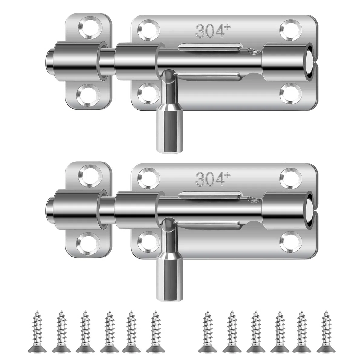 Chiavistelli per Porta in Acciaio Inox 2 Pezzi Chiavistello Porta Chiavistello per Porta con Viti Catenaccio Porta in Legno per Bagno Capannone Camera da Letto
