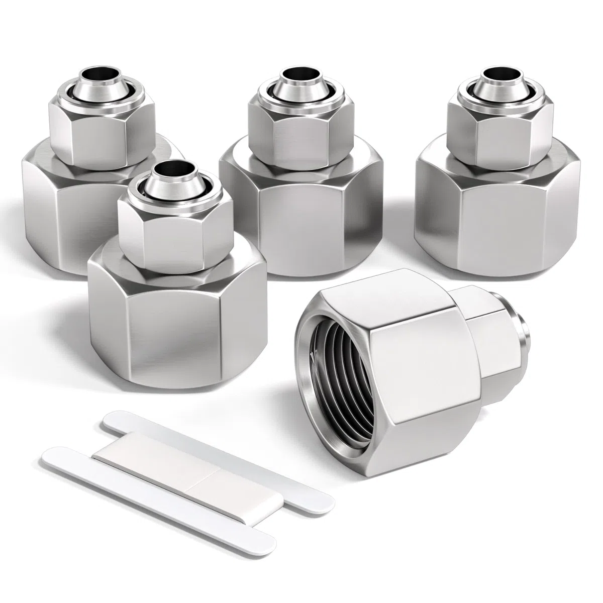 Bwintech 5 pezzi 6 mm tubo OD x 1/8” filettatura femmina BSP dritto spingere per collegare tubo dado di bloccaggio raccordo pneumatico, KPCF6-01 adattatore linea aria veloce