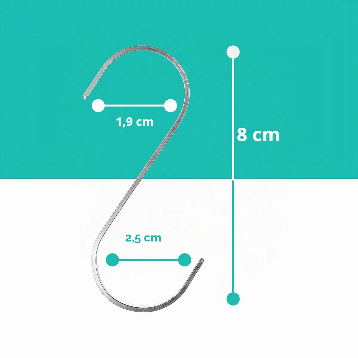 Praknu 12 Ganci Metallici a Forma di S Piatti in Acciaio Inox - Piccoli 8cm - Fino a 25kg di Carico - Gancio a S in Metallo