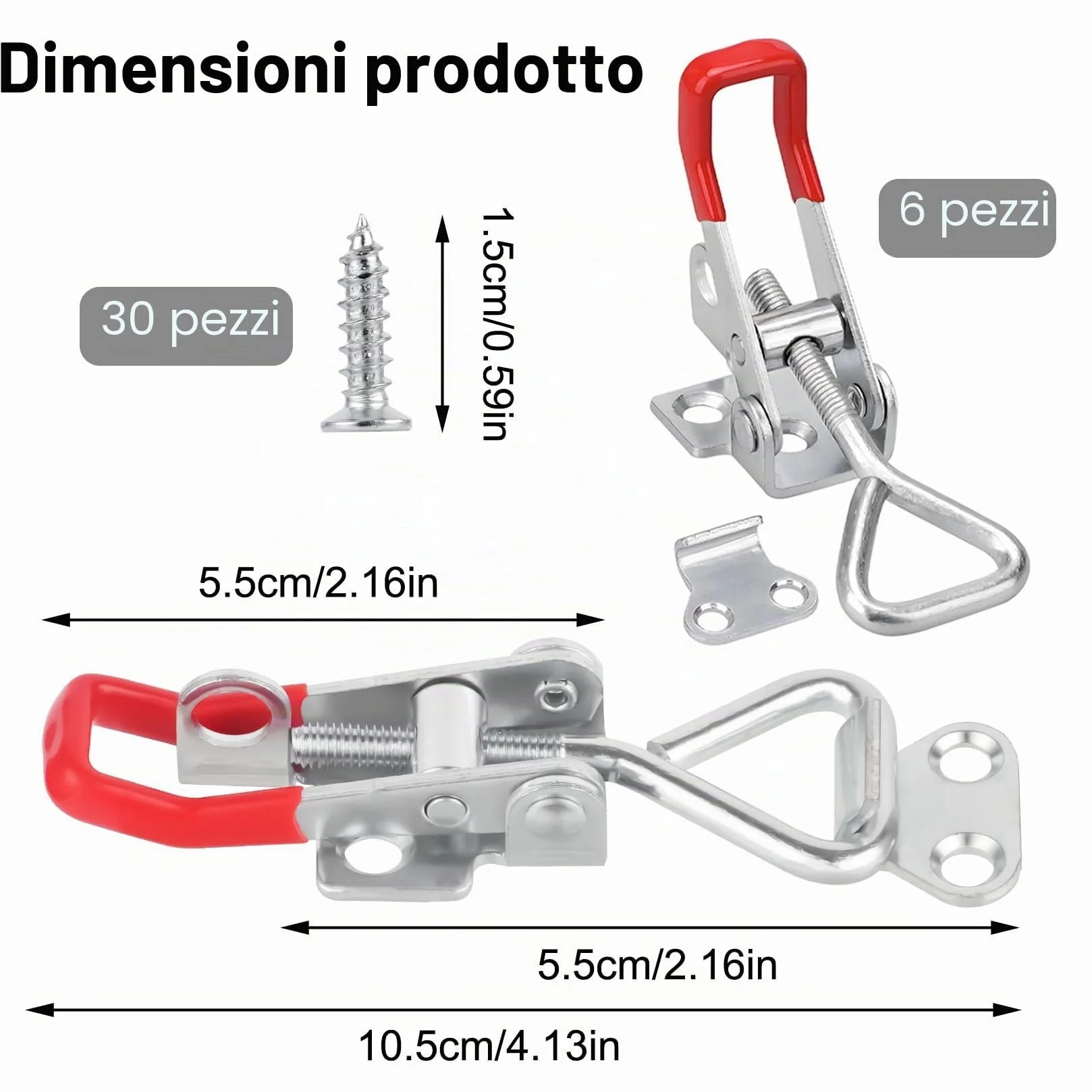 Chiusura a Leva Regolabile, 6 Pz Morsetti a Ginocchiera Chiavistello Regolabili, Morsetto in Metallo, Bloccaggio Chiusura a Ginocchiera a Tensione, Ganci a Blocco Leva per Scatole Armadio(100 kg)