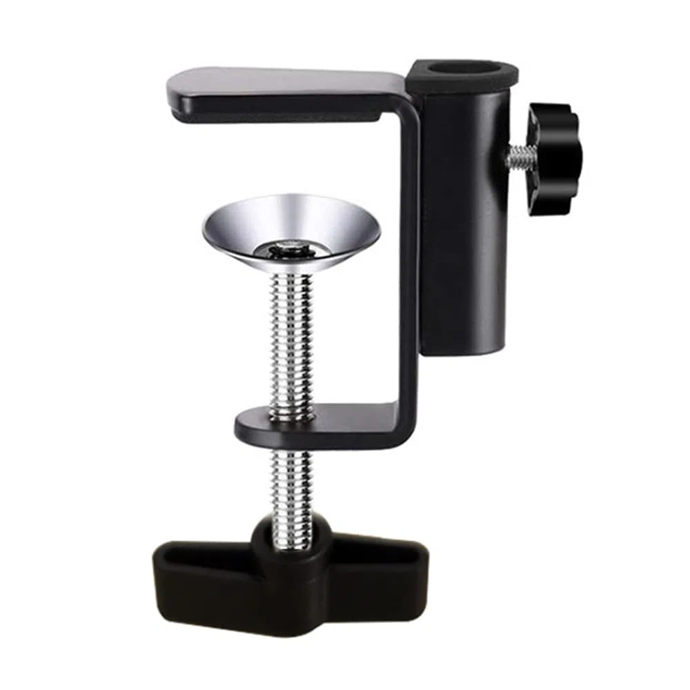 Morsetto a C in alluminio per fotocamera/monitor, supporto da tavolo e da tavolo per microfono/microfono e tablet (nero)