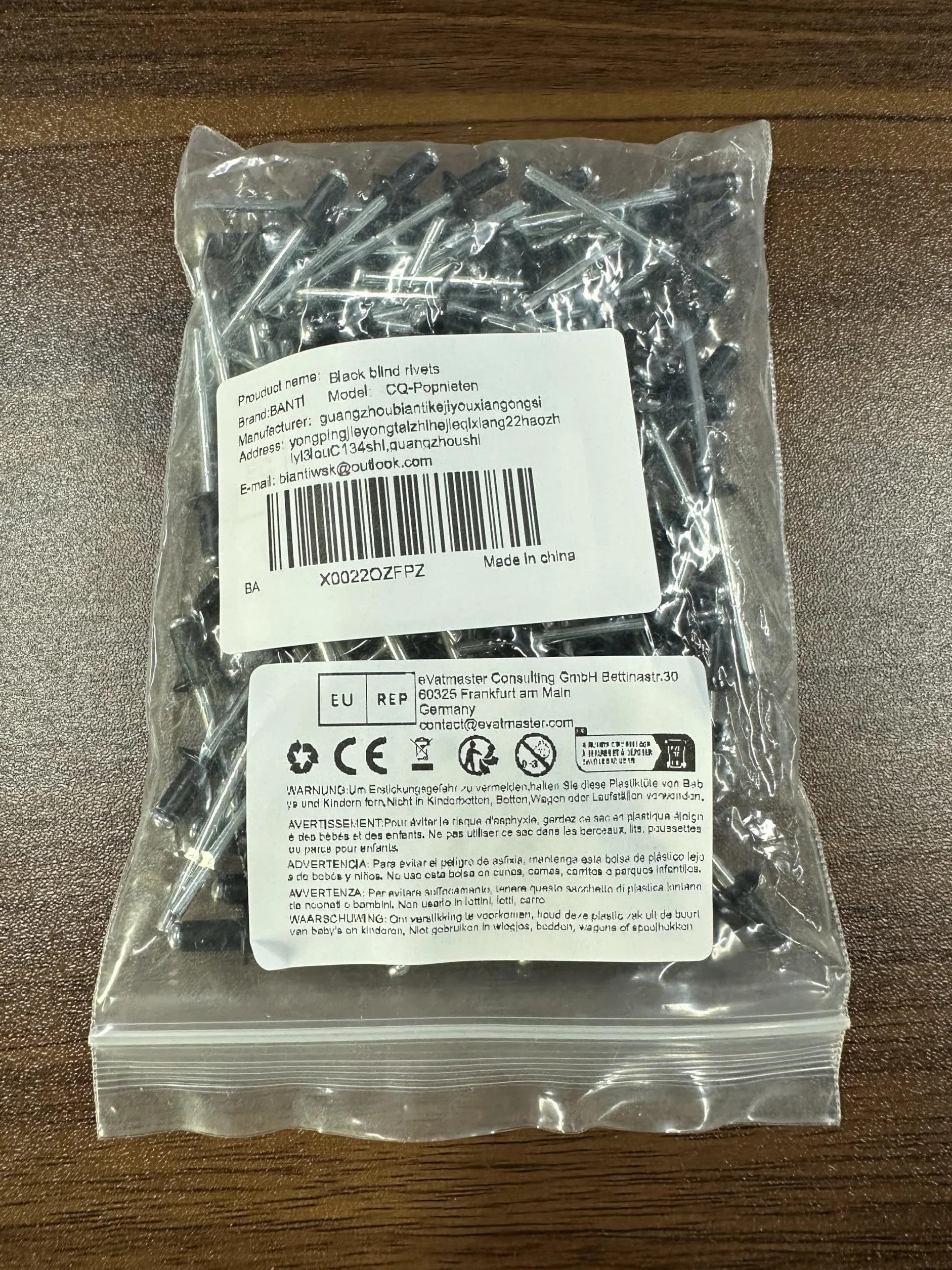 Rivetti Alluminio Neri 4.8x10mm 100 Pezzi Rivetti Pop Ciechi Acciaio Inox per Pistola a Testa Bombata