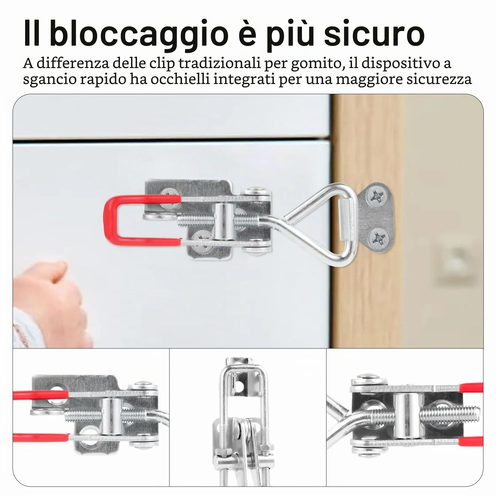 Chiusura a Leva Regolabile, 6 Pz Morsetti a Ginocchiera Chiavistello Regolabili, Morsetto in Metallo, Bloccaggio Chiusura a Ginocchiera a Tensione, Ganci a Blocco Leva per Scatole Armadio(100 kg)