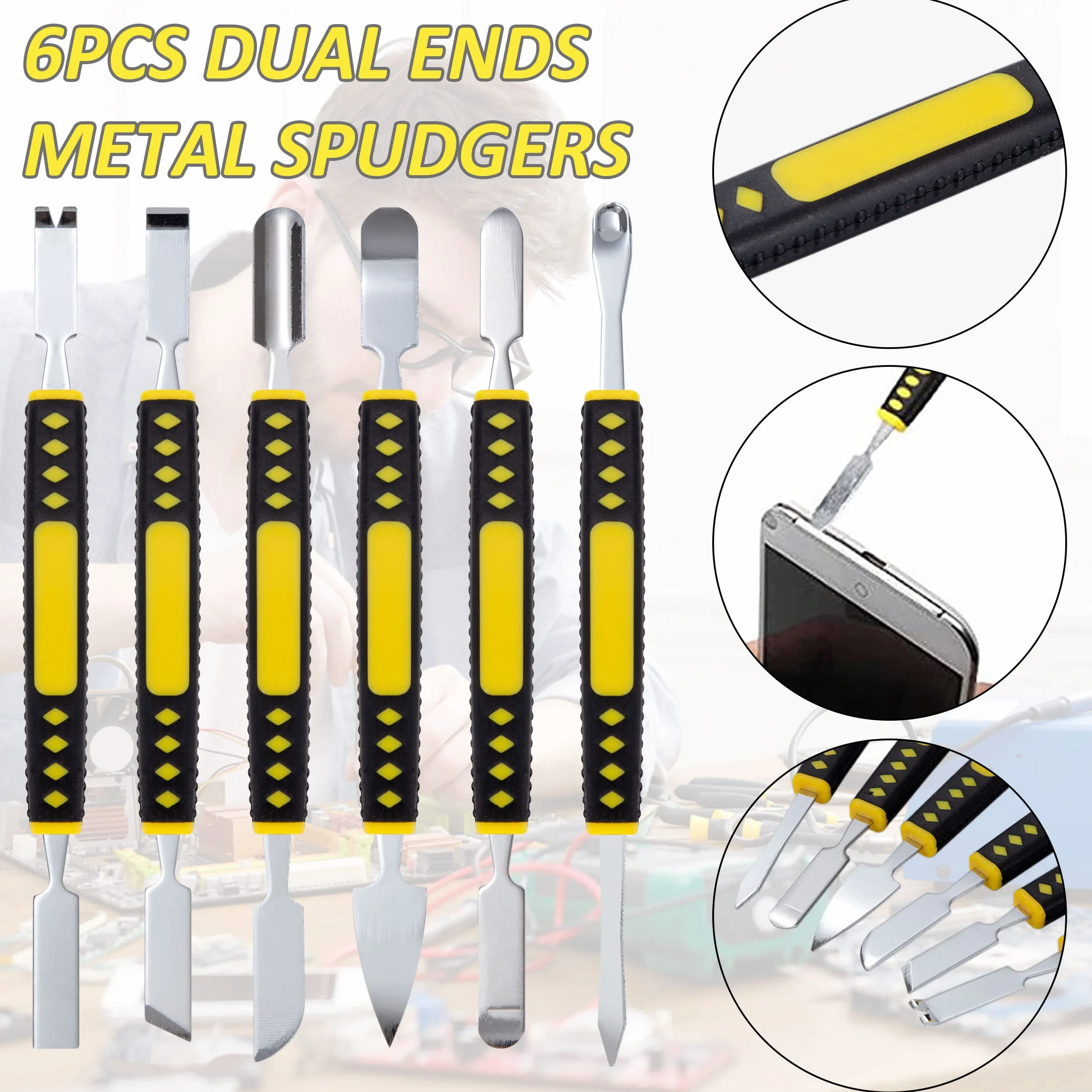 6 Pezzi Strumenti di Riparazione di Elettronica Set di Spudger in Metallo a Doppia Estremità per Tablet iPad Laptop Dispositivo Elettronico Telefoni Cellulari