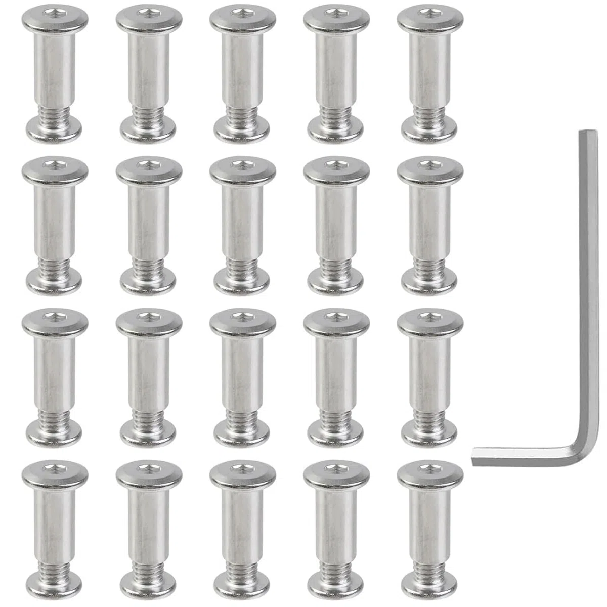20 Pezzi Viti di Giunzione M3 x 30 mm con Chiave, Bulloni a Cannocchiale in Acciaio Inox per Mobili, Armadi e Rilegatura Libri - Set di Fissaggio Professionale