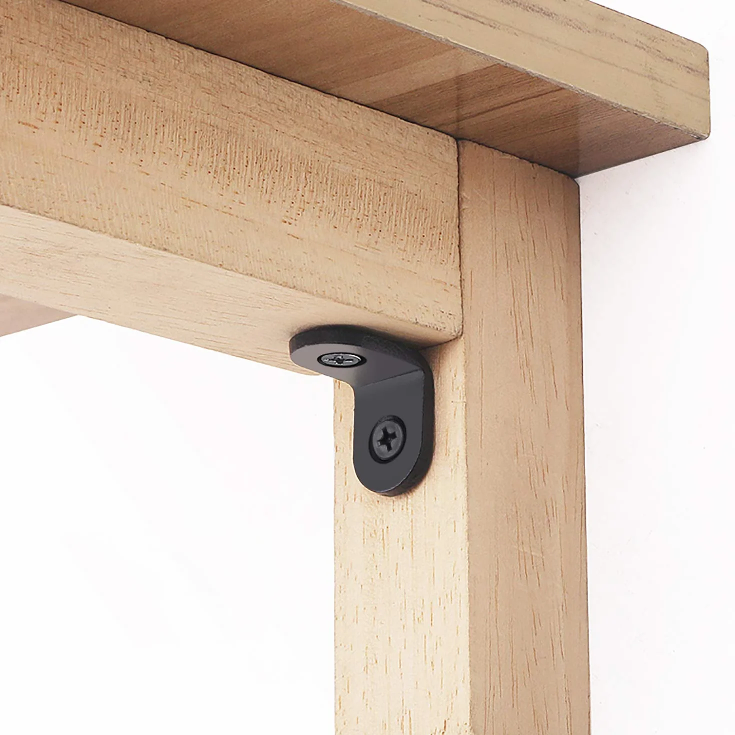 Staffe Angolari 90 Gradi Supporti Angolo Retto Staffe in Acciaio Squadrette Angolar a Forma di L con viti per Mensola di Legno Tavolo Sedia 20 * 20 mm 20 Pezzi Nero