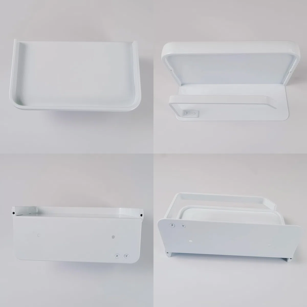 Porta carta igienica con ripiano per telefono, supporto da parete adesivo o a vite, supporto da parete per rotolo di carta igienica, bianco