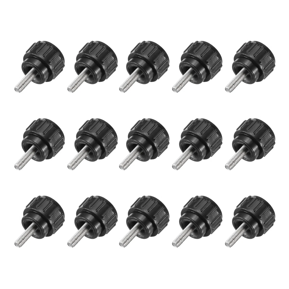 QUARKZMAN Manopole Di Serraggio Rigate Viti A Mano Maniglie Bulloni M3 X 10 Mm Filetto Maschio Testa Da 14 Mm Per Elettronica Automobilistica Montaggio Mobili Del(Nero, Confezione Da 15)