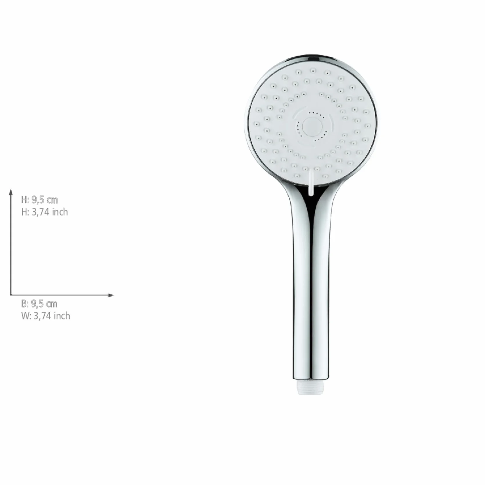 Allstar Soffione Doccia MOD. Uno Ø 9,5 cm 5 funzioni Universale per scaldabagni istantanei anticalcare Facile Pulizia plastica ABS Cromo Bianco