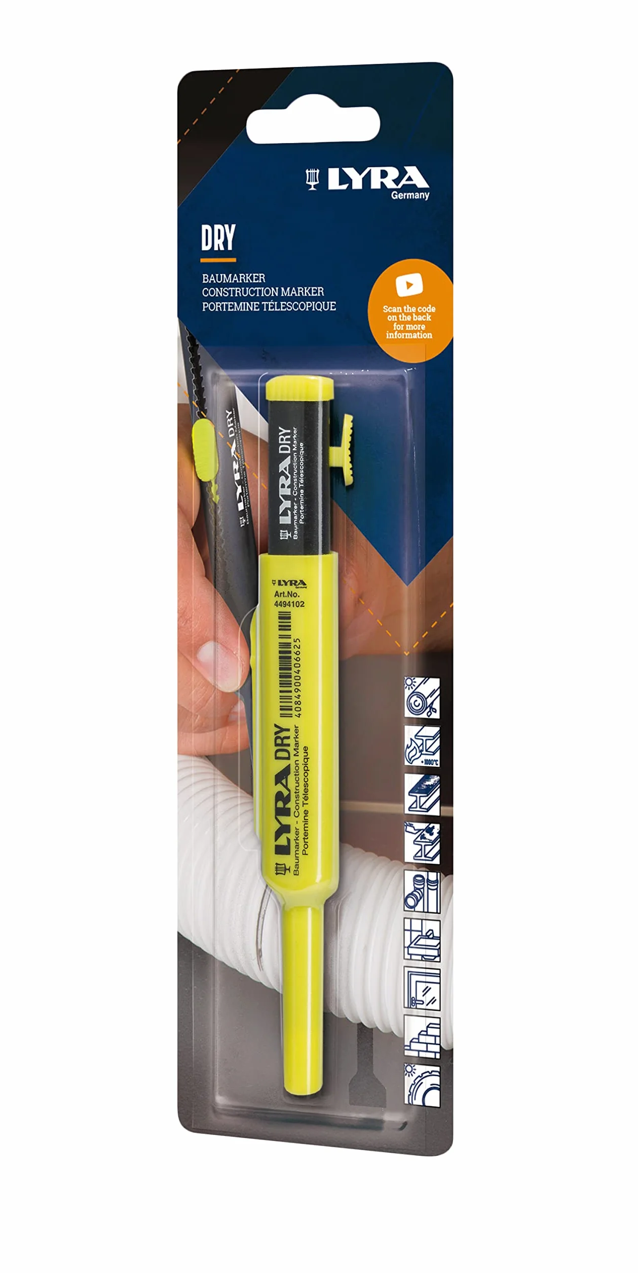 Lyra 4498002 Dry Blister - Pennarello per tutte le superfici, portamine con temperamatite integrato